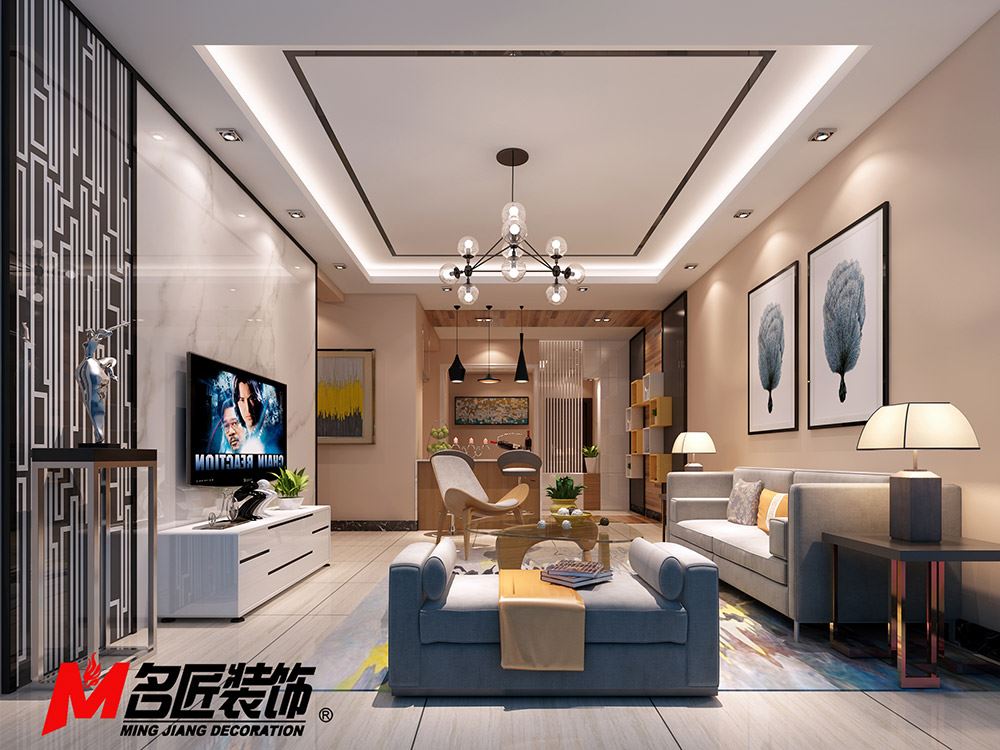 河源市東江首府現(xiàn)代簡(jiǎn)約風(fēng)格三居室裝修案例
