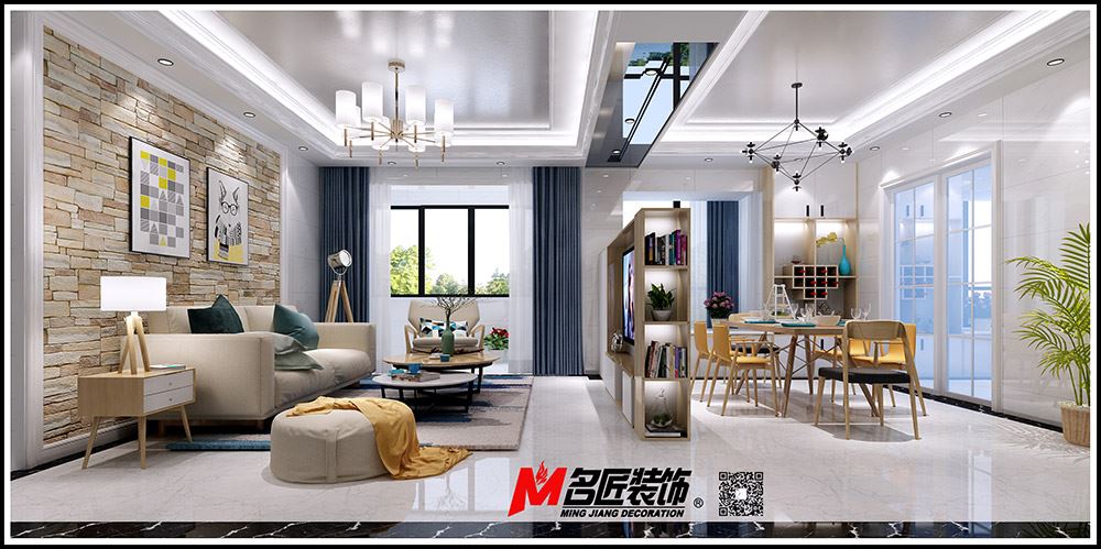 河源市東江灣·名門(mén)世家現(xiàn)代簡(jiǎn)約風(fēng)格三居室裝修案例